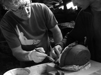 Martin Turtle sculpting in clay