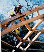trainees on a green oak timber framing course