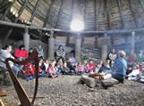 Storytelling in the Earthouse at the Felin Uchaf Centre, Gwynedd, North Wales